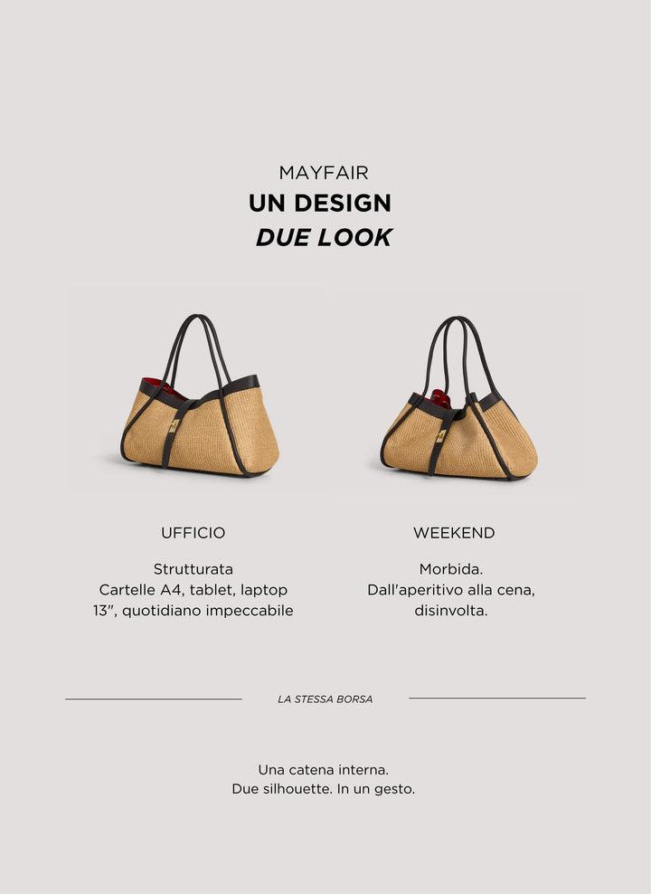 Sac Mayfair en cuir et Rafia Noir
