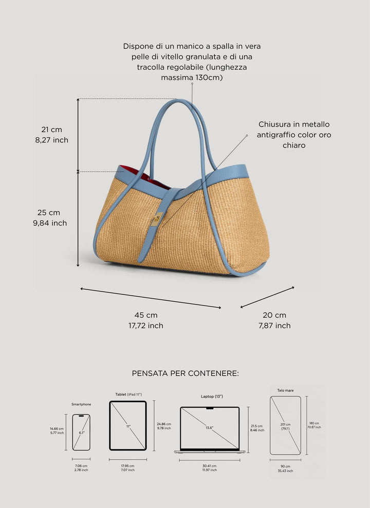 Sac Mayfair en cuir et Rafia Denim