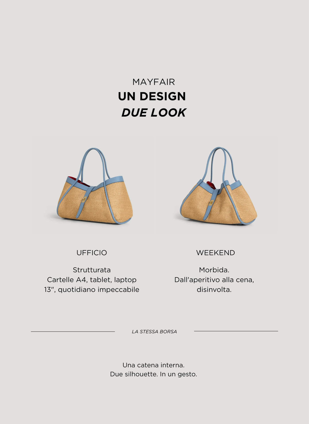 Sac Mayfair en cuir et Rafia Denim