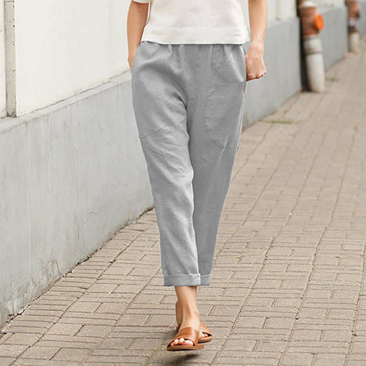 【Coton Et Lin】Pantalons Droits Décontractés