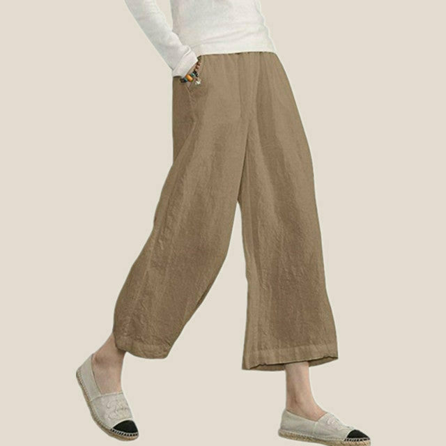 Pantalon Large Uni Décontracté