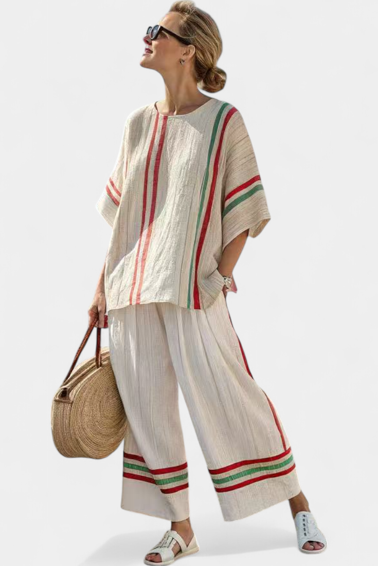 Truvane | Blouse à Imprimé Boho Confortable & Pantalons Amples