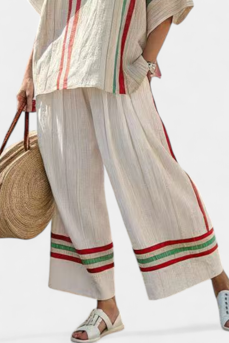 Truvane | Blouse à Imprimé Boho Confortable & Pantalons Amples