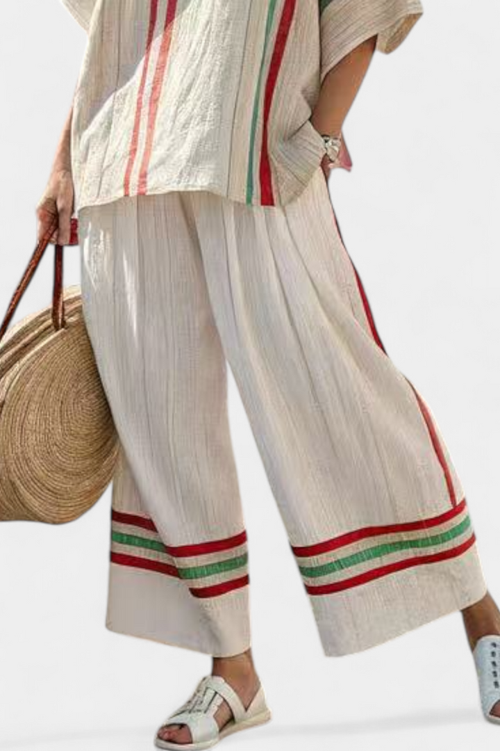 Truvane | Blouse à Imprimé Boho Confortable & Pantalons Amples