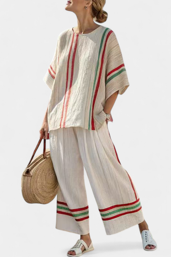 Truvane | Blouse à Imprimé Boho Confortable & Pantalons Amples