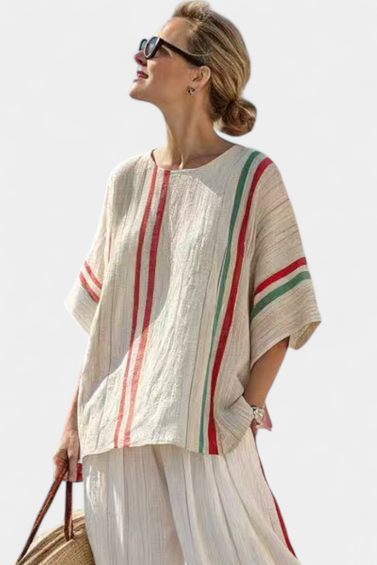 Truvane | Blouse à Imprimé Boho Confortable & Pantalons Amples
