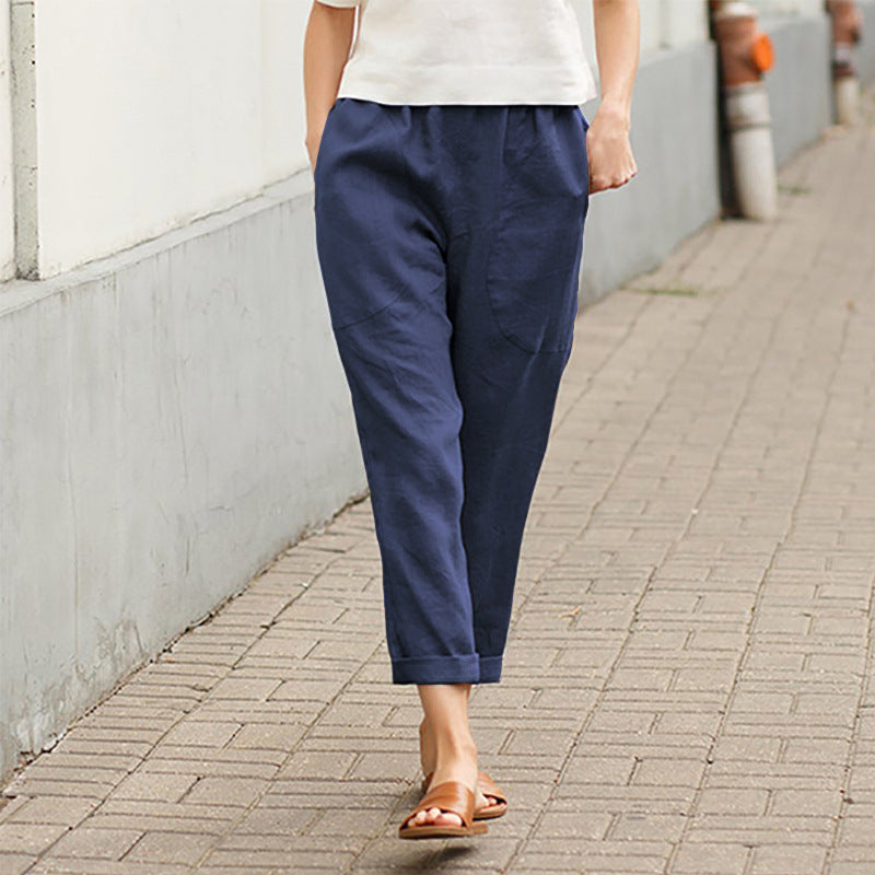 【Coton Et Lin】Pantalons Droits Décontractés