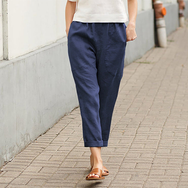 【Coton Et Lin】Pantalons Droits Décontractés
