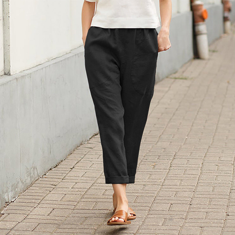 【Coton Et Lin】Pantalons Droits Décontractés