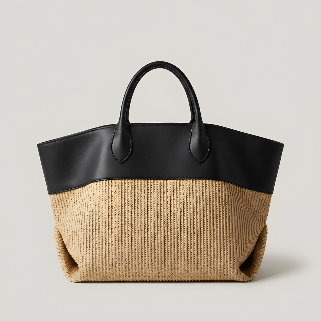 Le Sac Tote Tissé en Colorblock