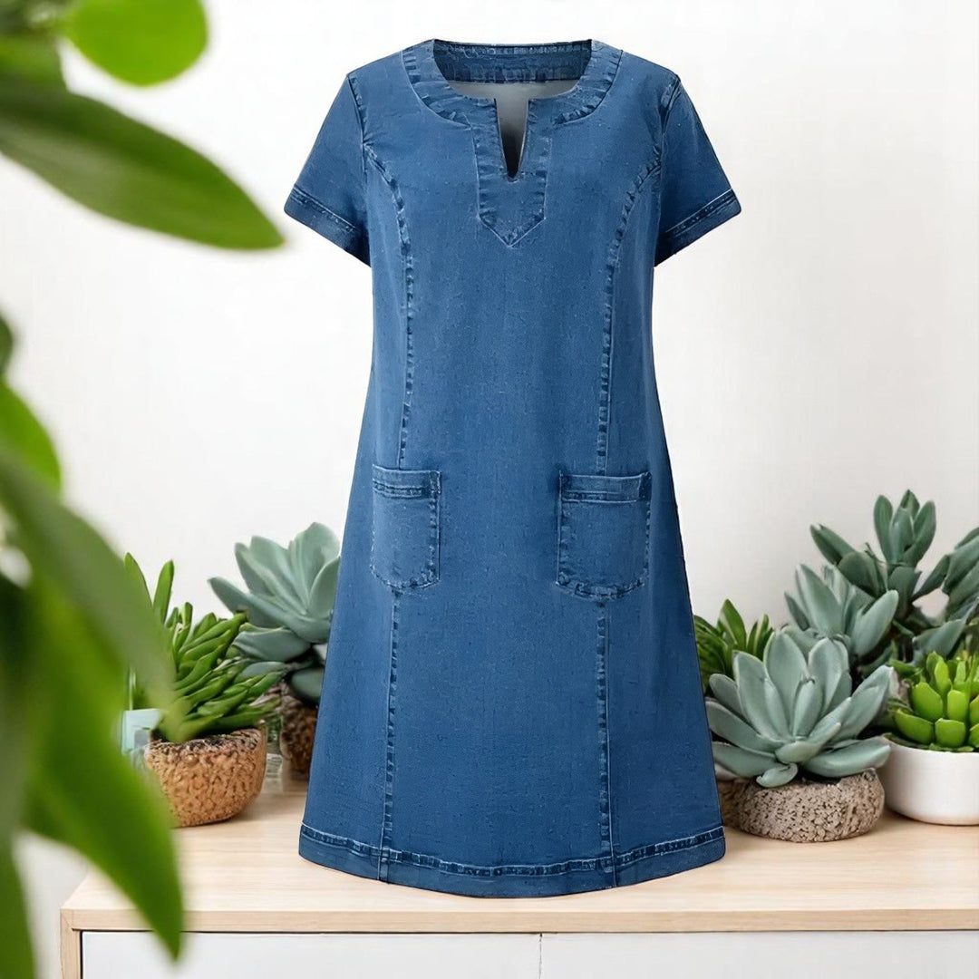 Elvi | Robe en Jean Douce avec Poches