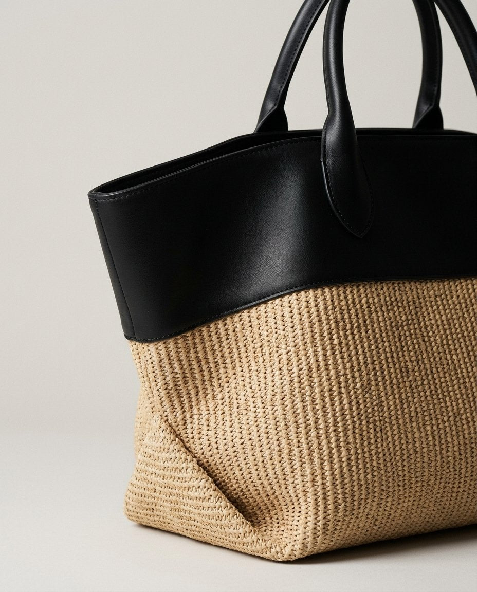 Le Sac Tote Tissé en Colorblock