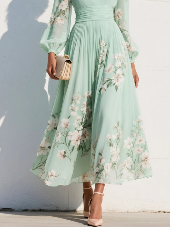Cisella | Robe vert clair à fleurs