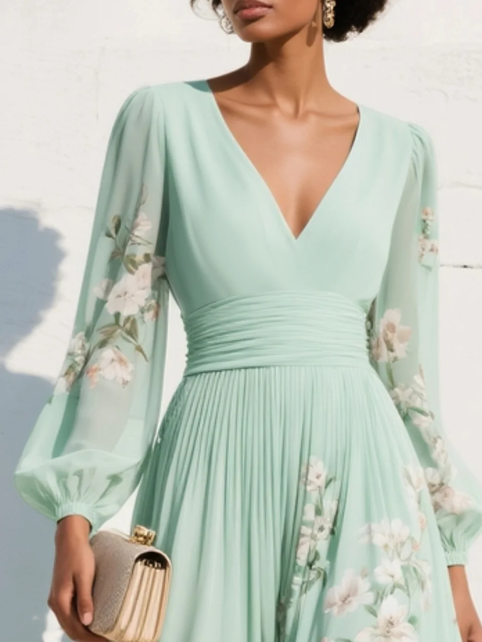 Cisella | Robe vert clair à fleurs