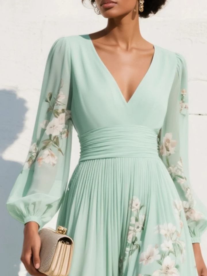 Cisella | Robe vert clair à fleurs