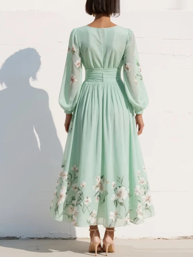 Cisella | Robe vert clair à fleurs