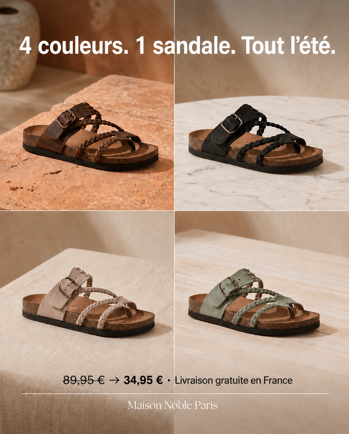 Solène | Sandales Tressées à Semelle Liège