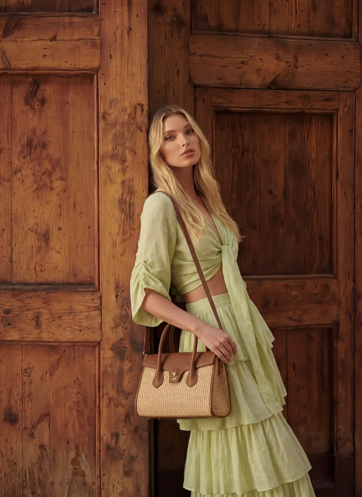 Sac Cécile en Cuir et Raphia Cuoio