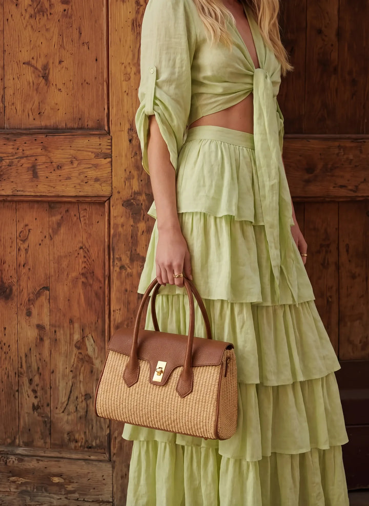 Sac Cécile en Cuir et Raphia Cuoio