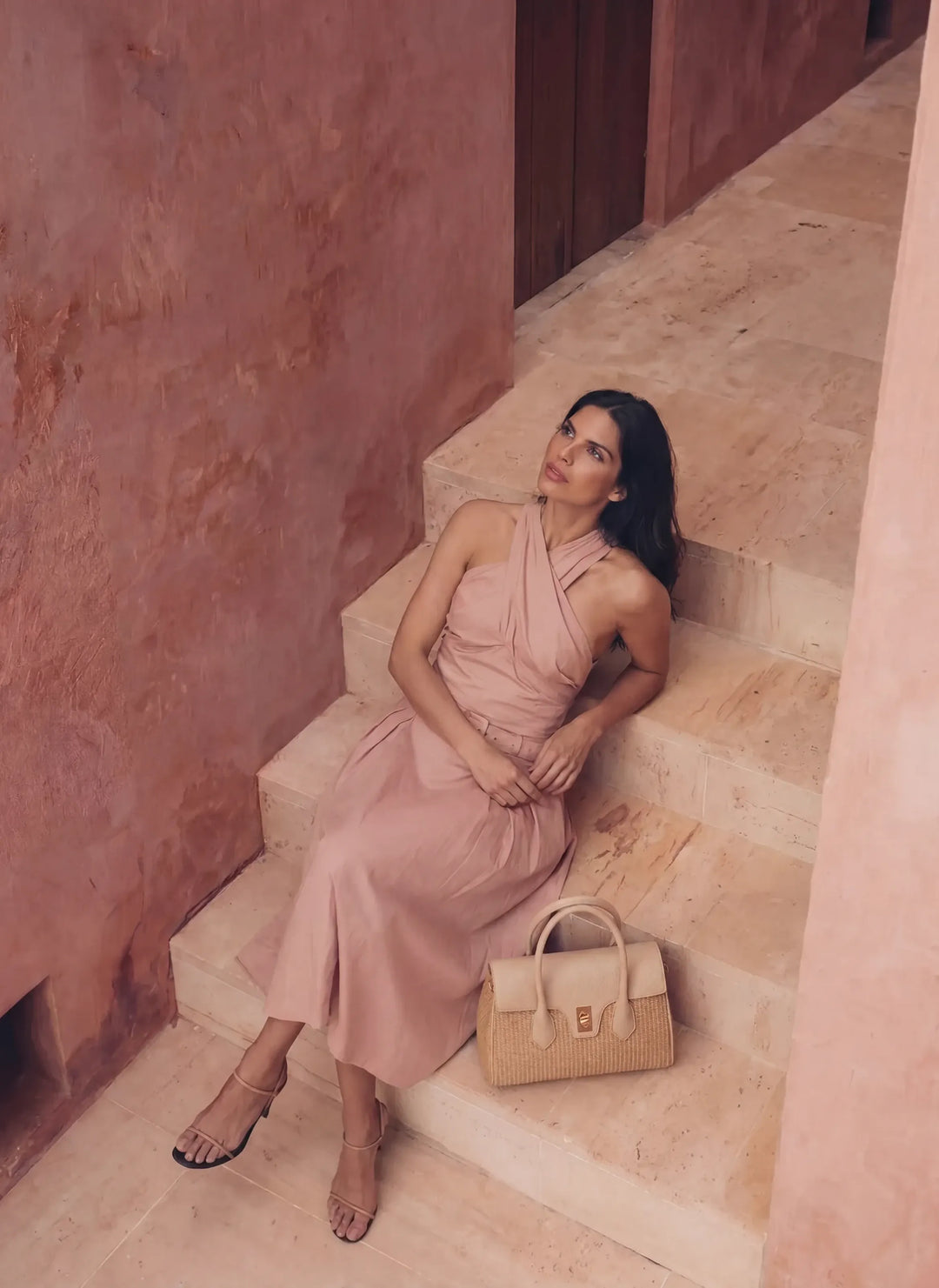 Sac Cécile en Cuir et Raphia Crème