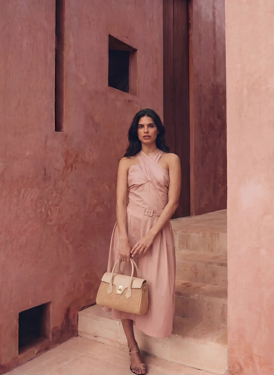 Sac Cécile en Cuir et Raphia Crème