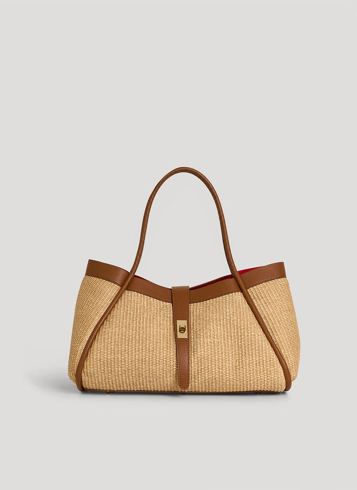 Sac Mayfair en cuir et Rafia Cuoio