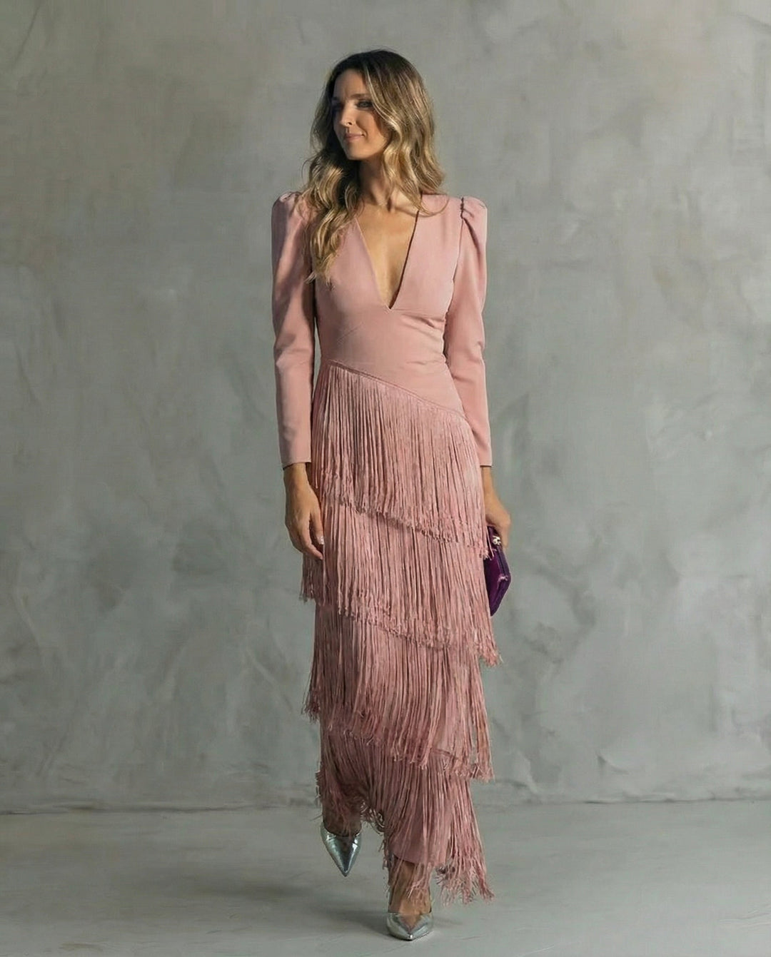 Chiara | Robe Élégante avec Manches à Franges