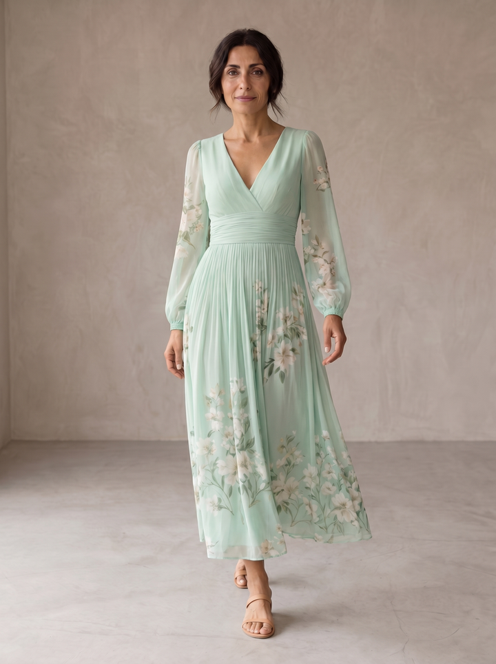 Cisella | Robe vert clair à fleurs