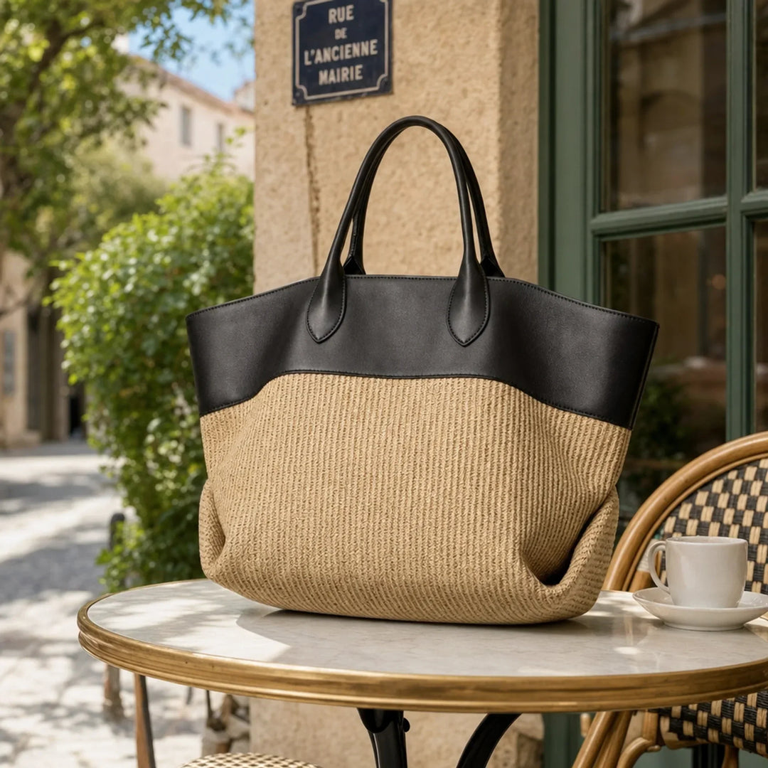 Le Sac Tote Tissé en Colorblock
