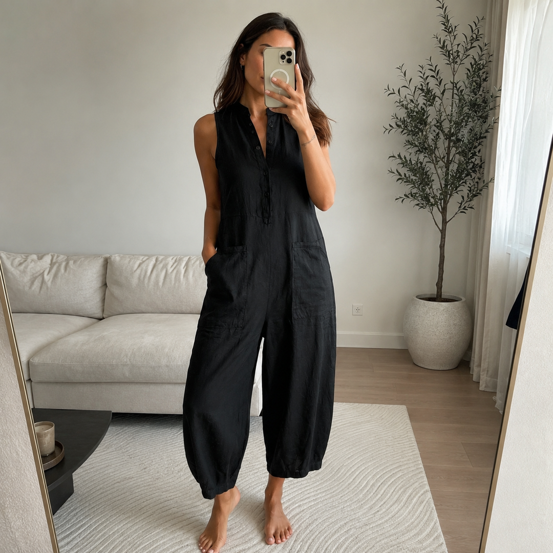 Combinaison sans manches en lin minimaliste Silvia